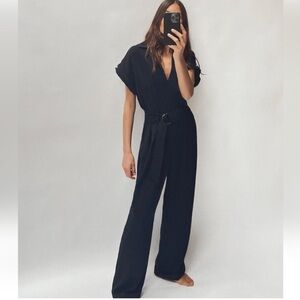 Zara navy belted jumpsuit, M